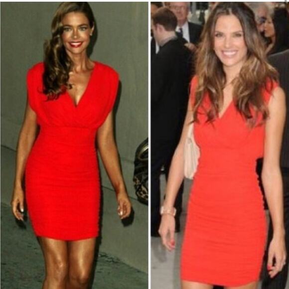 Alice and Olivia Nanette Ruched Dress Red Size Small - Picture 2 of 12